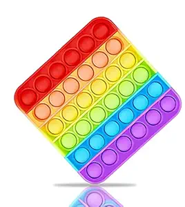 GBK Fidget Toys,Push Pop it Bubble Fidget Sensory Toy,Autism Special Needs Silicone Stress Relief Toy,Great Sensory Toys Gifts for Girls Boys Kids Adults (Square Rainbow), Multicolor