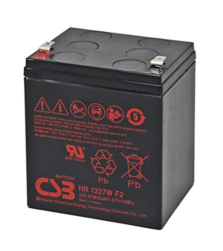 CSB - Batteria al piombo ad alta corrente HR1227W, 12 V, 6,18 Ah, 27 W, compatibile con NPH5-12, MP1223H, HR1221W HR1225W 12LH-30W USV