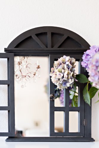 Landhaus Wandspiegel Spiegel Fensterläden Shabby French Chic schwarz Gothic antik - 3
