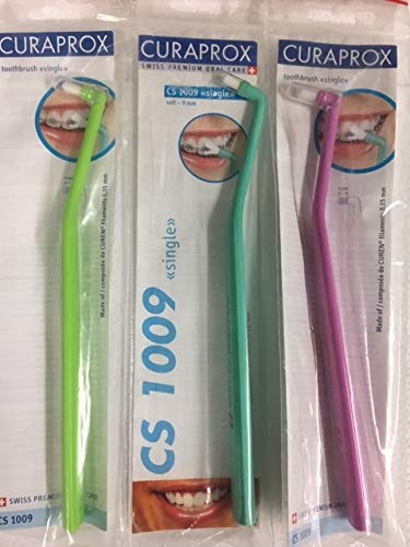Curaden Curaprox CS 1009"Single - Cañas de dardo (3 unidades) Cepillos de dientes de mano.