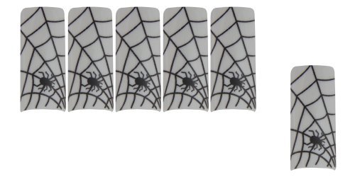 nail perfection 70 WHITE & BLACK SPIDER WEB HALLOWEEN NAIL TIPS
