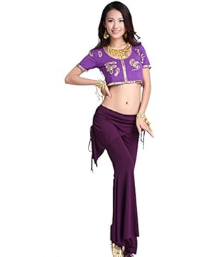 Danza del ventre Costume Set Bead ricamato Top+Moneta Gonna Pantaloni