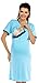 Zeta Ville Nursing Nightdress Robe Labour Hospital Gown MIX & MATCH 393c (Nightdress - Light Blue, UK 8/10, S)