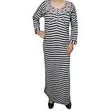 Indiatrendzs Women Winter Nighty Woolen Hosiery Nightwear Warm Nightgown 42" (Black)