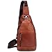 Produktbild Herren Leder Brusttasche Schultertasche Doppelreißverschluss Mehrere Fächer,Brown-OneSize