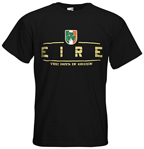 Irland Eire EM 2016 Fanshirt T-Shirt Trikot (Schwarz, L)