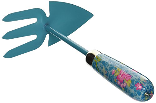 Esschert Design Handhacke, Gartenhacke, mit Gabel, Motiv Maui Charm, ca. 15 cm x 7,1 cm x 25 cm