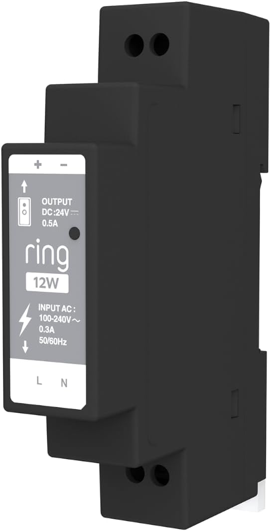DIN-Schienen-Transformator (3. Gen.), 12 W und 24 V DC-Ausgangsleistung, zur Festverdrahtung kompatibler Videotürklingeln von Ring