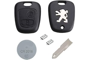 RKFUK® Peugeot DIY Repair Kit Replacement 2 Button Remote Car Key Fob Case NE73 Blade Battery Micro Switches for Peugeot 106 206 306 406 107 207 307 407 Keys Fobs Peugeot Cars Vans