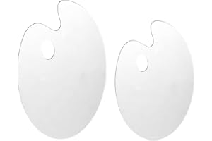 NAZEAUF Clear Acrylic Paint Palette - 2pcs Acrylic Artist Palette - Non-Stick Oil Paint Palette - Art Transparent Paint Pallet, Oval Shaped Artist Painting Palette, Painting Palette (ellipse)