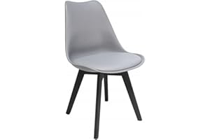 JUMI Oslo Dining Room Chair - Dining Room Chairs with Cushions - Chairs for Living Room Dining Room - Office Chair without Armrests - Wooden Legs - Velvet - Grey with Black Legs