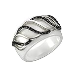 Jacques Lemans Damen Ring 925/- Sterling Silber mit Keramik und Zirkonia 925/- Sterling Silber Glänzend Zirkonia weiß 490270020