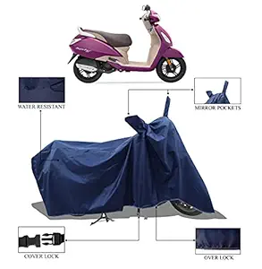 ROMEIZ - TVS Jupiter ZX New BS6 Cover with Water Resistant & Dust Proof Premium 190T Fabric (Navy Blue) - A Perfect Cover for TVS Jupiter ZX New BS6