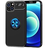 Coverzone iPhone 13 Mini İle Uyumlu Kılıf Y&uuml;z&uuml;k Tutuculu Mıktanıslı,Standlı Novel Silikon Siyah-Mavi