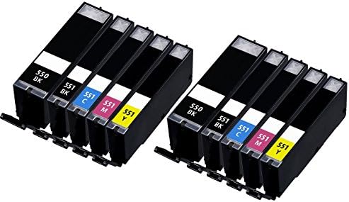 10 XL CLI-551XL/ PGI-550XL Compatible Ink Cartridges for Canon Pixma MG5450 MG5550 MG6350 MG6450 MX725 MX925 IP7150 iP7250 Printers