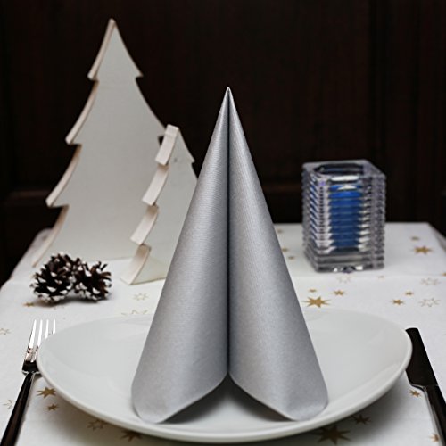 Serviette TREND LINE Airlaid, stoffähnlich, 40 x 40cm, 25 Stück, Silber