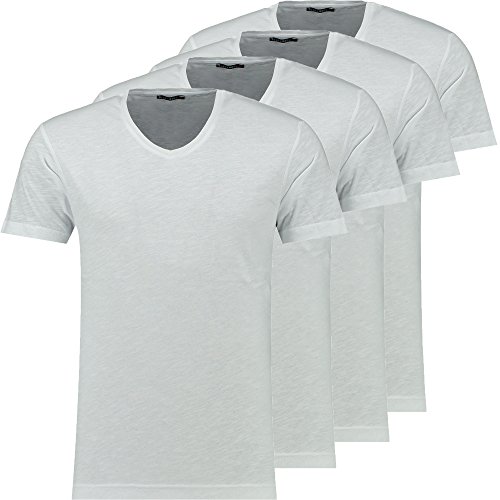 Herren T-Shirt - V-Ausschnitt - Slim-Fit/Figurbetont - Oversize - Meliert - Modernes Kurzarm Vintage Shirt 4X Weiß S Herren T-Shirt - V-Ausschnitt - Slim-Fit/Figurbetont - Oversize - Meliert - Modernes Kurzarm Vintage Shirt 4X Weiß S