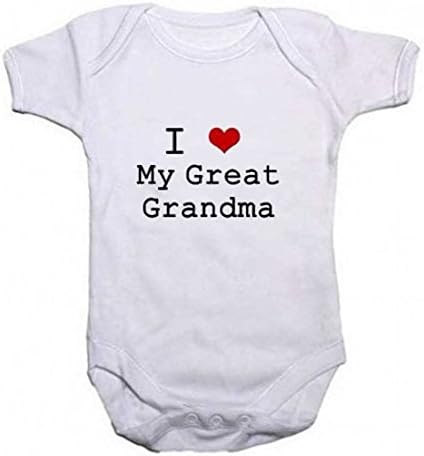A Unisex Baby Grow With the wording I Love My Great Grandma 0-3 months from our Baby Clothing range. A unique Birthday , Christening or Christmas stocking filler gift idea for new babies bodysuit , Onesie (0-3 Months)