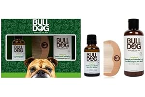 Bulldog Skin Care Beard X301230300 Set - Kit di Shampoo e Balsamo 2 in 1, Olio Idratante per Barba e Pettine da Barba