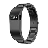 IGEMY Ersatzarmband aus Edelstahl für Fitbit Charge HR 233mm (Schwarz)