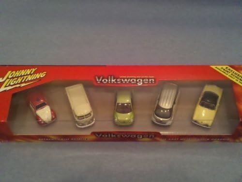 Johnny Lightning Volkswagen 5-Car Box Set 1964 Beetle Fire Chief/1965 Type 2 Pickup/2001 New Beetle/2001 Microbus Concept/1960s Karmann Ghia by Rc2