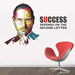 StickMe Success Depends On You - Steve Jobs - Office - Inspirational - Motivational - Quotes - Wall Sticker  -SM675 (Multi Colour, Vinyl - 85cm X 55 cm )