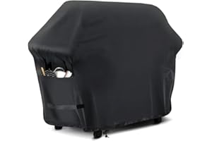 COSANSYS Large BBQ Cover Barbecue Cover Waterproof (145x61x117cm), Heavy Duty Oxford Fabric 210D, Outdoor BBQ Grill Cover large, Gas Grill Cover Rip-Proof, Anti-UV for Weber Brinkmann Grillman,Black