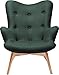 Produktbild Kare 78635 Sessel Angels Wings New Design, moderner XXL Loungesessel im Retrodesign, bequemer Fernsehsessel Stoff, Big TV Relaxsessel (H/B/T) 93x79x99cm, Dunkelgrün