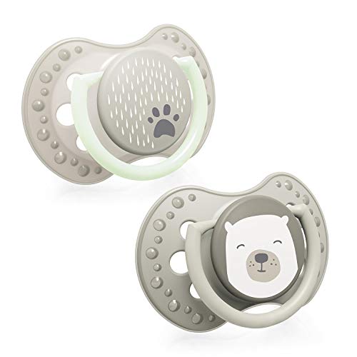 LOVI Buddy Bear - Ciuccio dinamico in silicone, senza BPA, con 2 cappucci di protezione