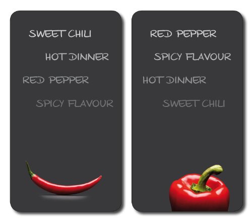 MQ 2 x Glas Herdabdeckplatte Herdabdeckung Schneidebrett Abdeckplatte Ceranfeld Design Chili Neu