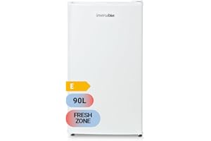 UNIVERSALBLUE Frigorífico Mini Bajo Encimera 90L Blanco - Puerta Reversible, Bajo Consumo, Congelador 0º a -3º, Almacenamiento Fácil, Luz Interior | Nevera Mini