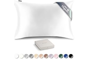 RENESSY Funda de Almohada de Seda Orgánica 50x90 cm - 100% Seda de Morera Orgánica, 22 Momme, Naturalmente Hipoalergénica, Promueve la Salud del Cabello y la Piel, 1 Pieza (Blanco)