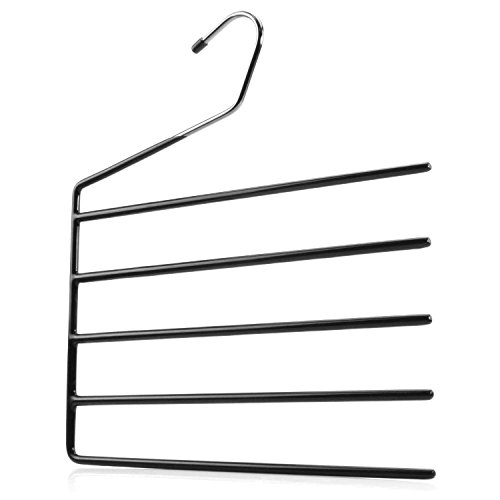 HANGERWORLD 3 Grucce Multiple per Pantaloni con 5 Ripiani Aperti in Metallo Antiscivolo Salvaspazio