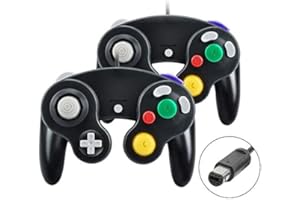 Yideng Controlador de Gamecube, 2 paquetes Controlador de Gamecube con cable clásico Vibration Gamepad Compatible con Gamecube/Wii U/Wii/PC/Switch Controller, Negro