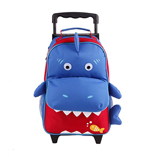 Preisvergleich Produktbild BOMIO Kinder-Trolley-Kombination / farbenfroher Kindergartenrucksack / Kindergartentasche / niedlicher Kinderkoffer / 3 Tragemöglichkeiten / lustiges Hai-Motiv