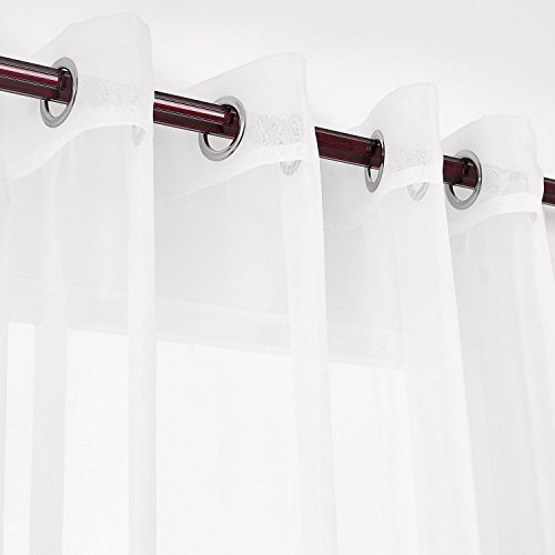 Deconovo Ösenvorhang Transparent Vorhang Voile Gardinen Voile 245×140 cm Weiß 2er set - 4