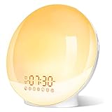 ARTINABS Sunrise Alarm Clocks, Wake Up Light with Sunrise/Sunset Simulation Dual Alarms Bedside Night Lamp Snooze Function FM Radio 7 Natural Sound 7 Colorful Atmosphere Lamp USB Phone Charging Port