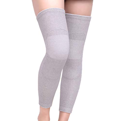 Preisvergleich Produktbild Kniebandage, rutschfest, medizinische Qualität, thermisch, elastisch, lange Kniebandage, Kniewärmer Pads Legging Strümpfe xxl grau