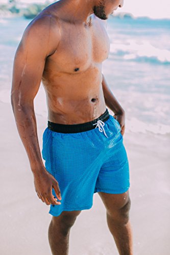 GUGGEN MOUNTAIN Herren Badeshorts Beachshorts Boardshorts Badehose kariert *Blau Lila* - 3