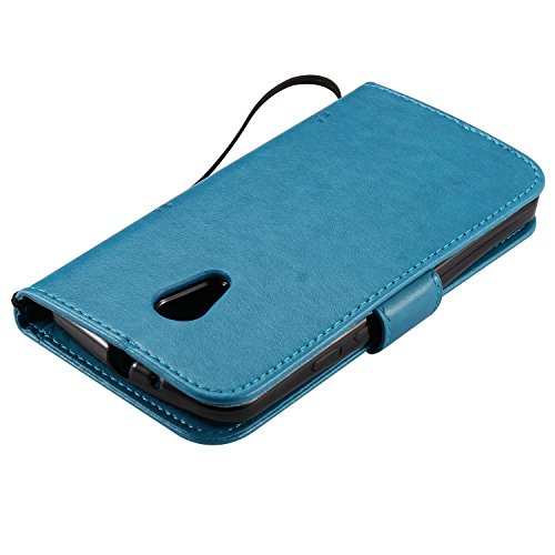 Nancen Tasche Hülle für Motorola Moto G2 / G LTE (5,0 Zoll) Flip Schutzhülle Zubehör Lederhülle mit Silikon Back Cover PU Leder Handytasche im Bookstyle Stand Funktion Kartenfächer Magnet Etui Schale - 6