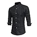 Produktbild URSING Herren Hemd Slim Fit Gedruckt Langarmshirt Herbst Casual Formal Drucken Langarmhemd Super Modern Businesshemd Trachtenhemd Freizeithemd Herrenhemden für Freizeit Hochzeit (Schwarz,XL)