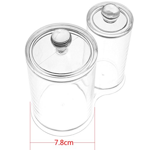 HABI Wattepadspender Kosmetex, Wattepads Wattestäbchen Halter Spender Wattebausch Tupferhalter, Zeletten, Acryl klar verbindend 2 runde Behälter - 3
