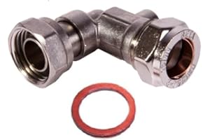 HEP BRINGING YOUR SPACE TO LIFE hep® 15mm Service Valve Elbow 1/2" Inc. Washer Chrome Angle Isolation Valve