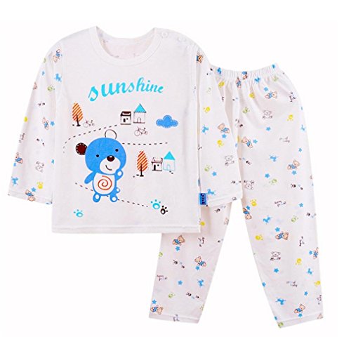 Internet Baby Clothing, Boys Girls Cotton Tops + Pants Set for 6 Month~4 Years Old (12-24Months, Blue)