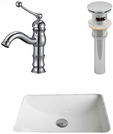 Jade Bath JB-13266 20.75" W x 14.35" D CUPC Rectangle Undermount Sink Set with Single Hole CUPC Faucet and Drain, White