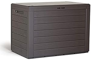 rg-vertrieb Gartenbox Woodebox 190L Auflagenbox Holz-Optik, Kissenbox für Garten & Balkon, Gartentruhe Kunststoff Wetterfest, Box Abschließbar (Umbra)