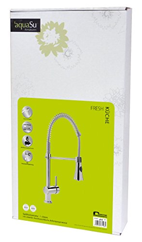 Wasserhahn Küche | Einhandmischer Fresh für Küchen-Spüle | Chrom | Geschirrbrause | Federbrause | Spüle | Mischbatterie-Küche | Küchenarmatur | Spültisch-Armatur - 7