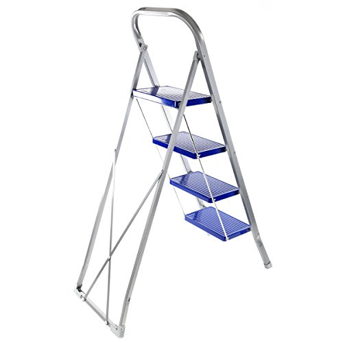 Klapptritt / Haushaltsleiter 2-, 3- oder 4-stufig aus Stahl in Silbergrau / Blau (4-Stufig) - 7