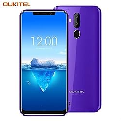 OUKITEL C12 Pro – 4G Smartphone Libre DE 6.18" HD 19:9 IPS con Antihuellas Quad-Core 2 + 16GB SIM Doble Telefonos Moviles Android 8.1 Cámara 8MP+5MP Face ID 3400mAh Batería Versión Europea - Morado