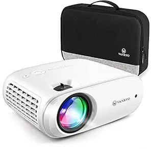 VANKYOMINI Cinemango 100(Upgraded 2021) Mini Video Projector, 4000 Lux HD Movie Projector Support 1080P, 220 Display, 50,000 Hrs Lamp Life, Compatible with TV Stick, HDMIx2, USBx2, VGA, TF, AV